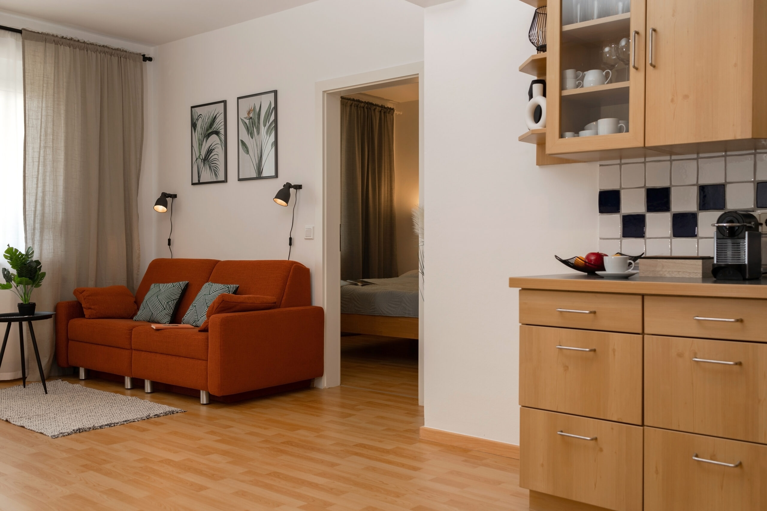 Modern one bedroom apartment interior representing typical rental housing in Italy