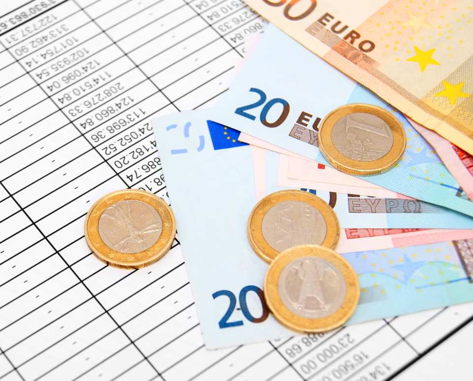 Euros money and documents